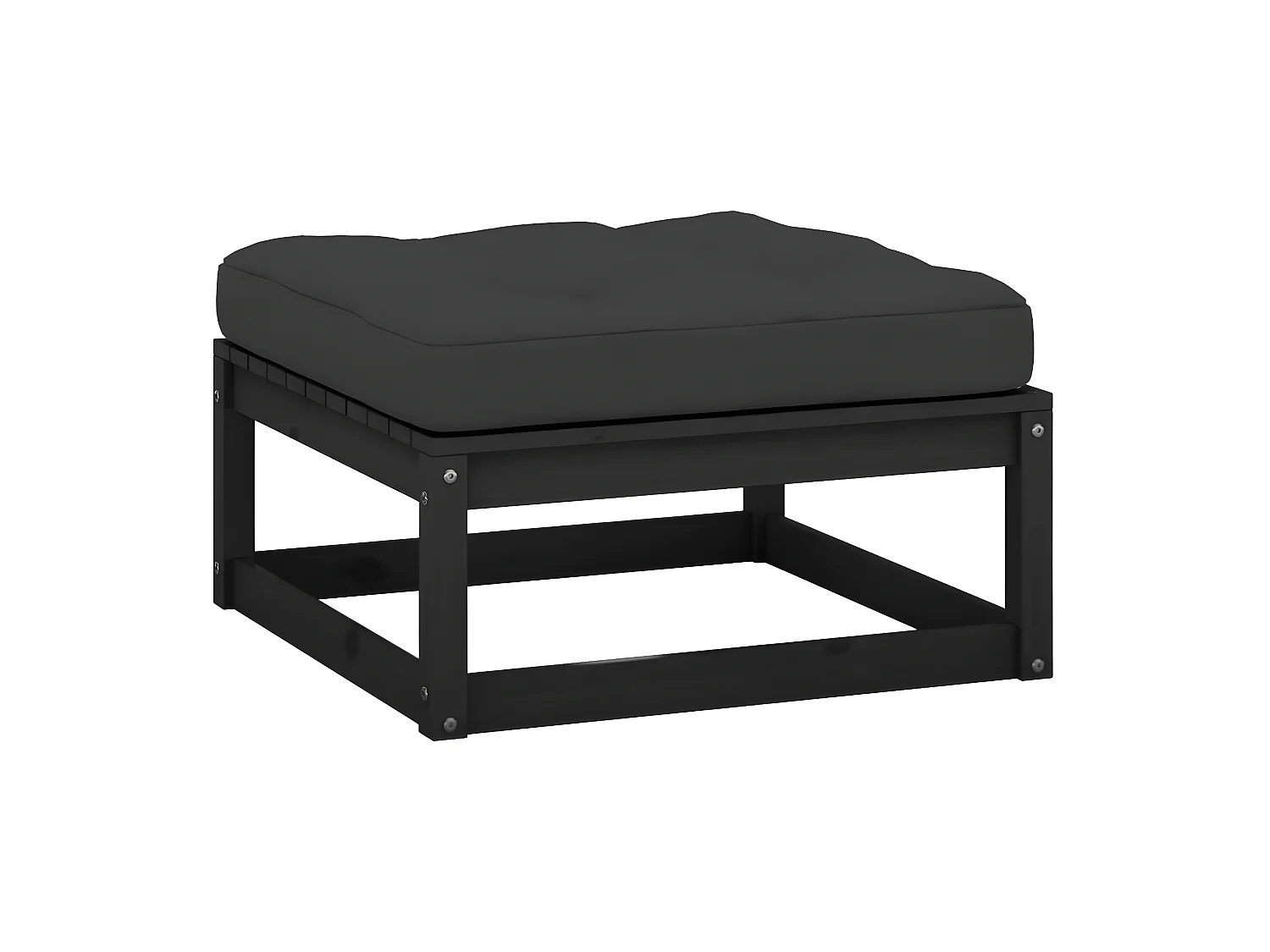 Repose-pied de jardin avec coussin Noir Bois de pin massif LQF52974