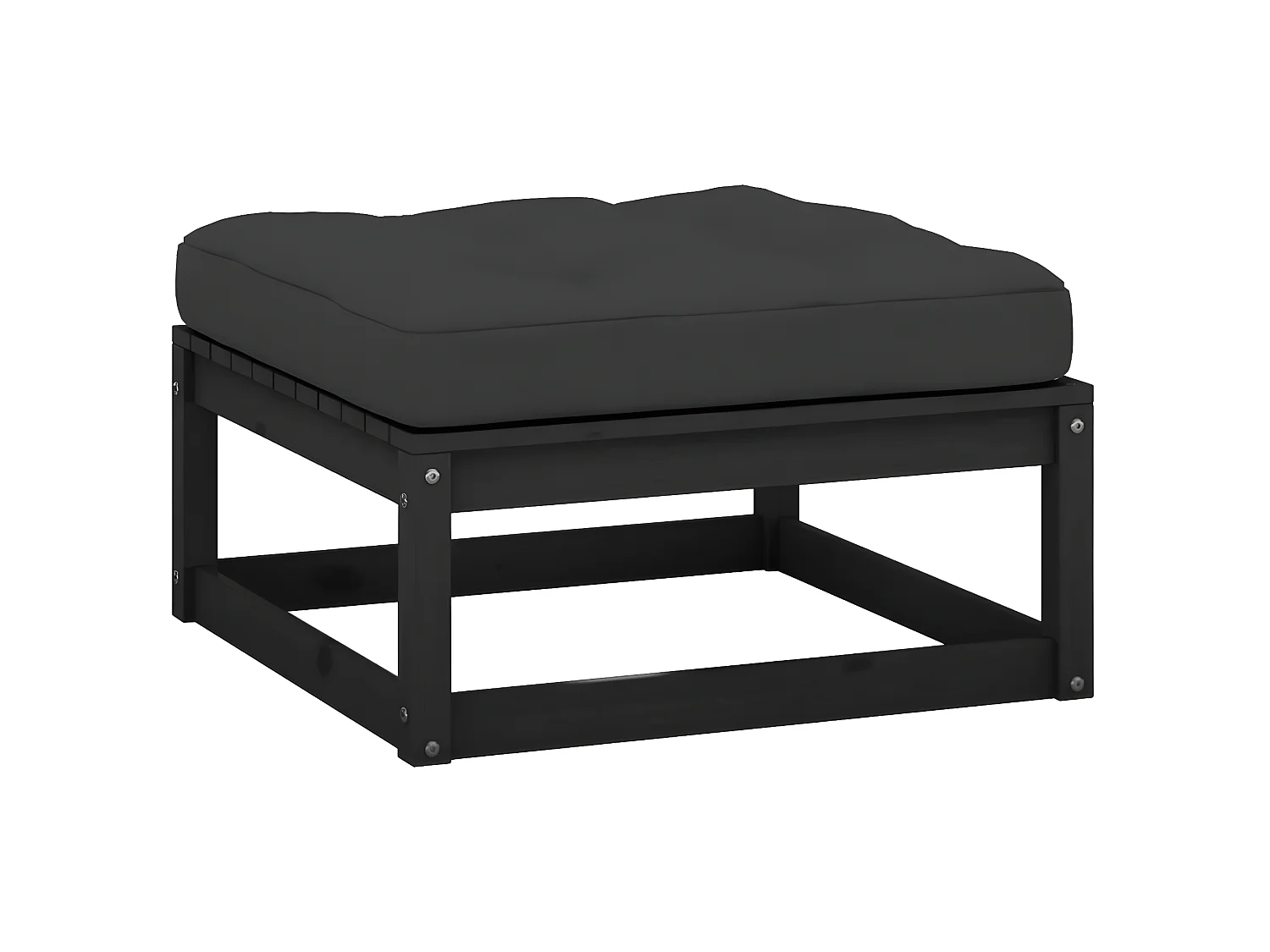 Repose-pied de jardin avec coussin Noir Bois de pin massif LQF52974