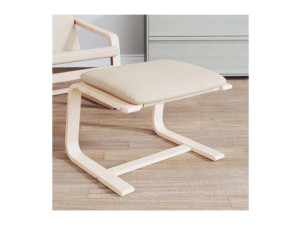 Repose-pied Crème 51x41x40 cm Tissu LQF54644