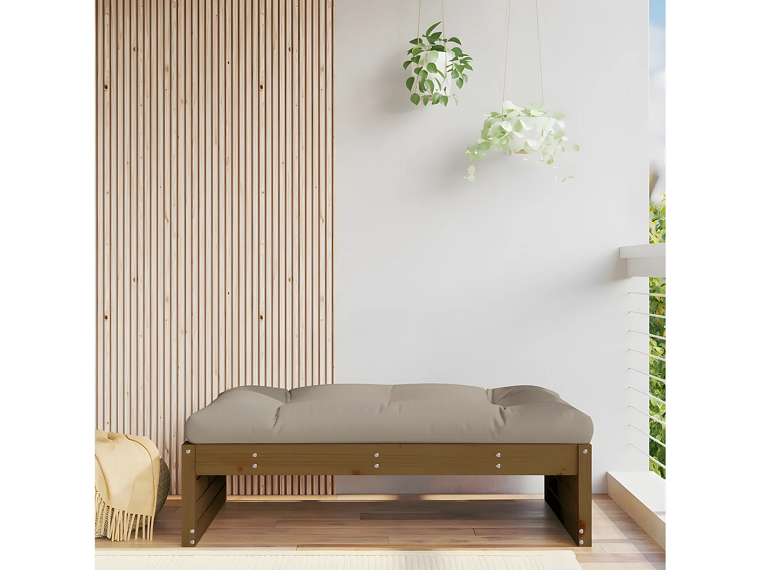 Repose-pied de jardin 120x80 cm marron miel bois de pin massif LQF79377