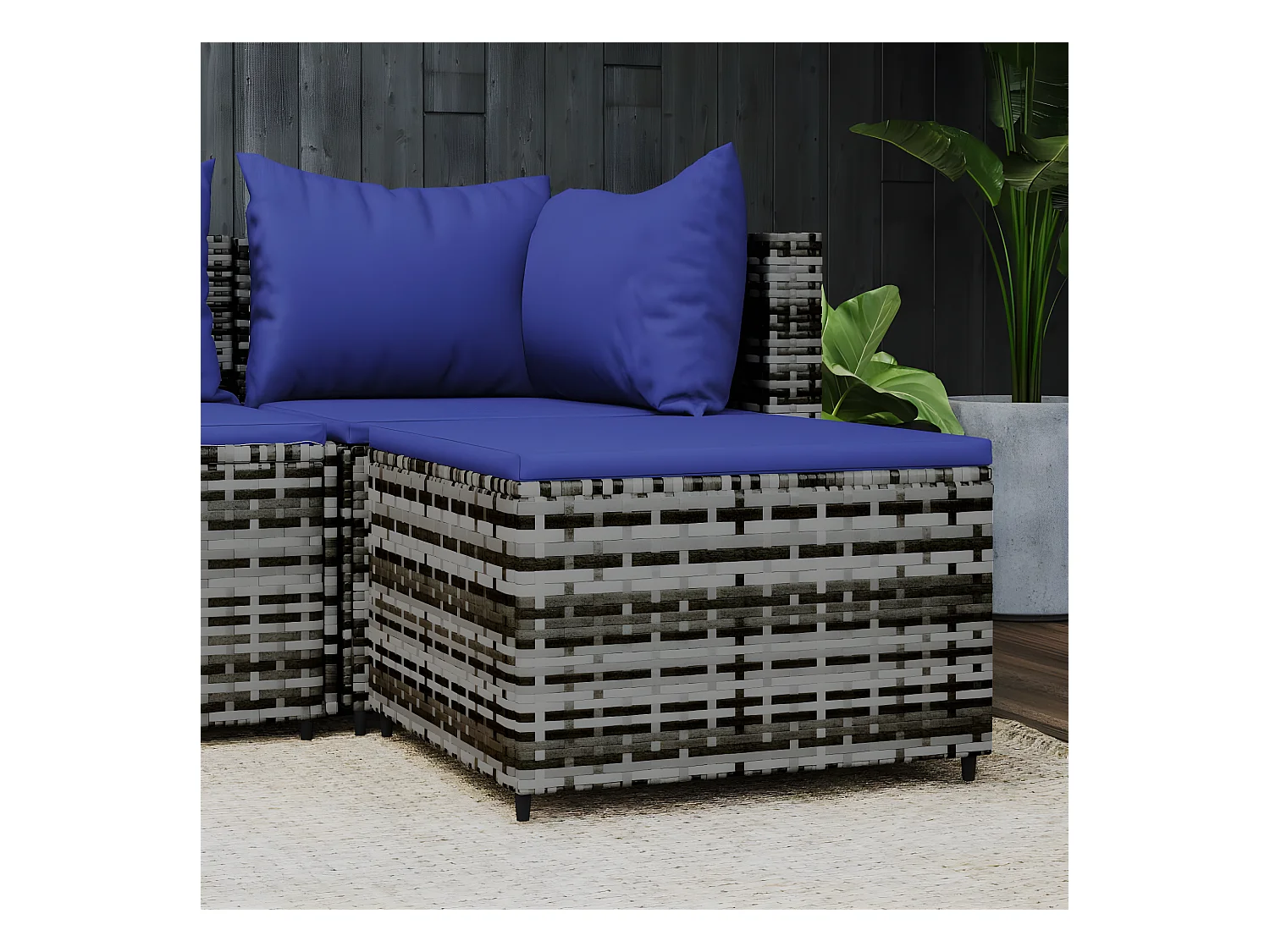 Canapé de jardin avec coussin Gris Résine tressée LQF25083