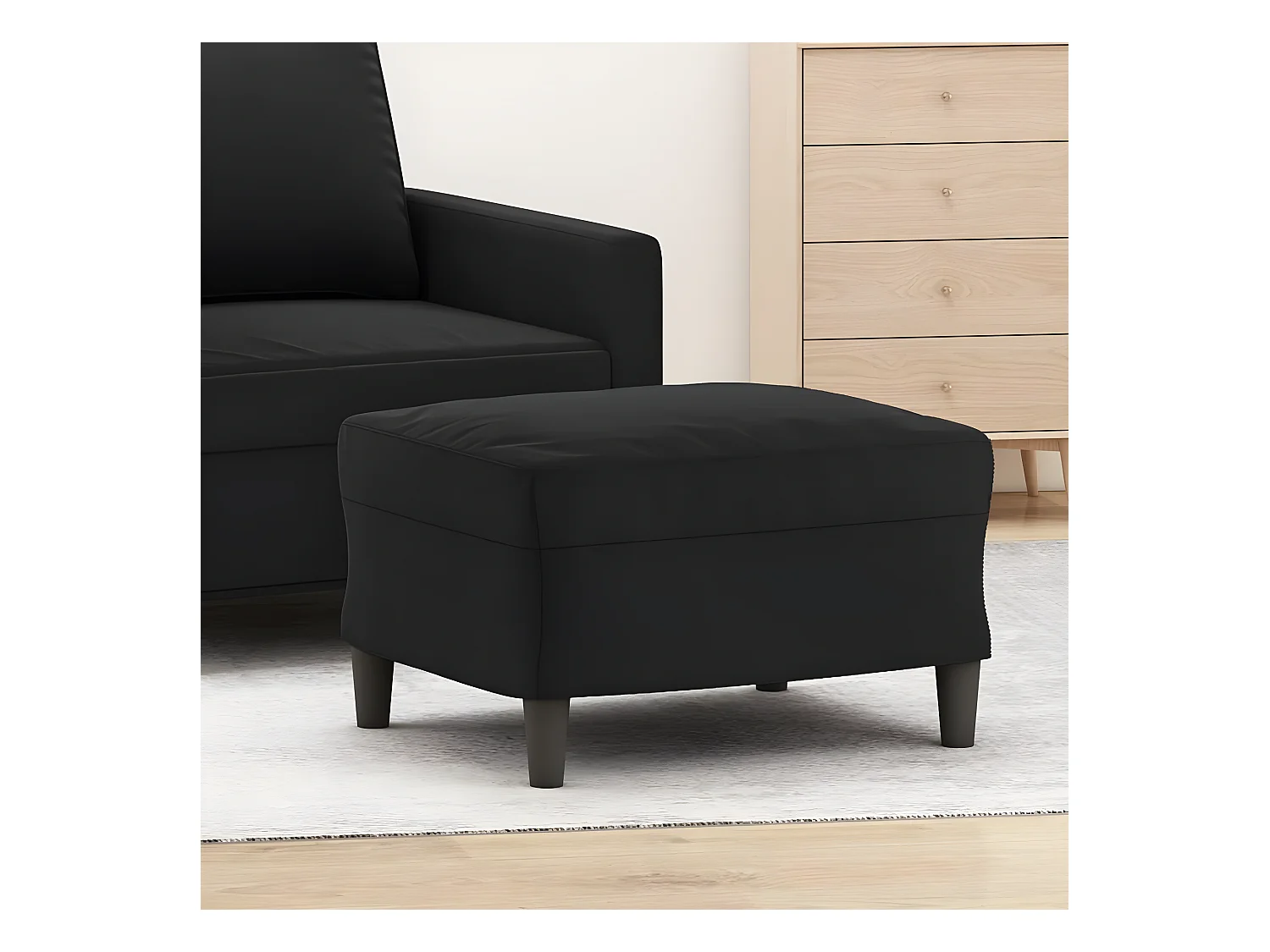 Repose-pied Noir 60x50x41 cm Velours LQF88306