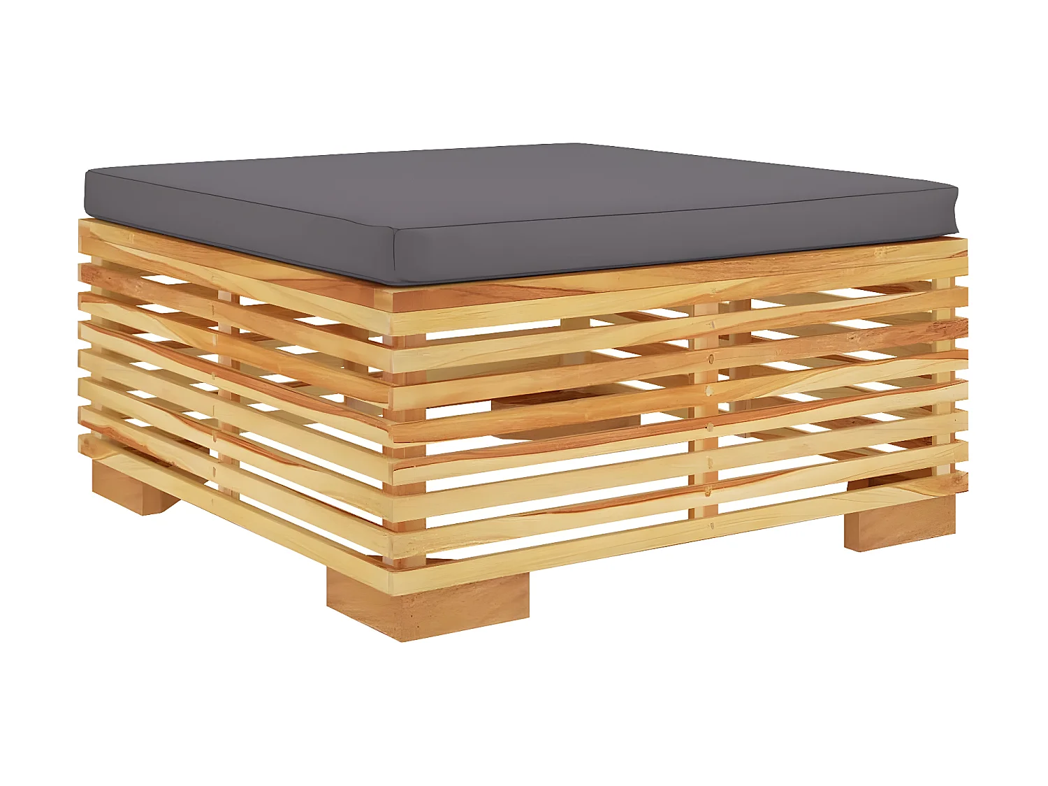 Tuinvoetenbank met donkergrijs kussen massief teakhout NL313907