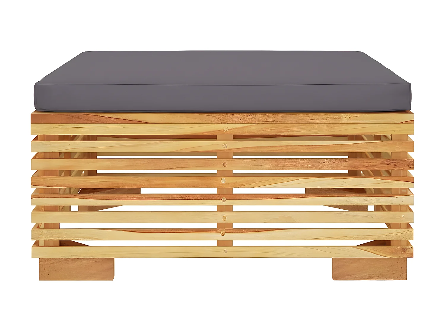 Tuinvoetenbank met donkergrijs kussen massief teakhout NL313907