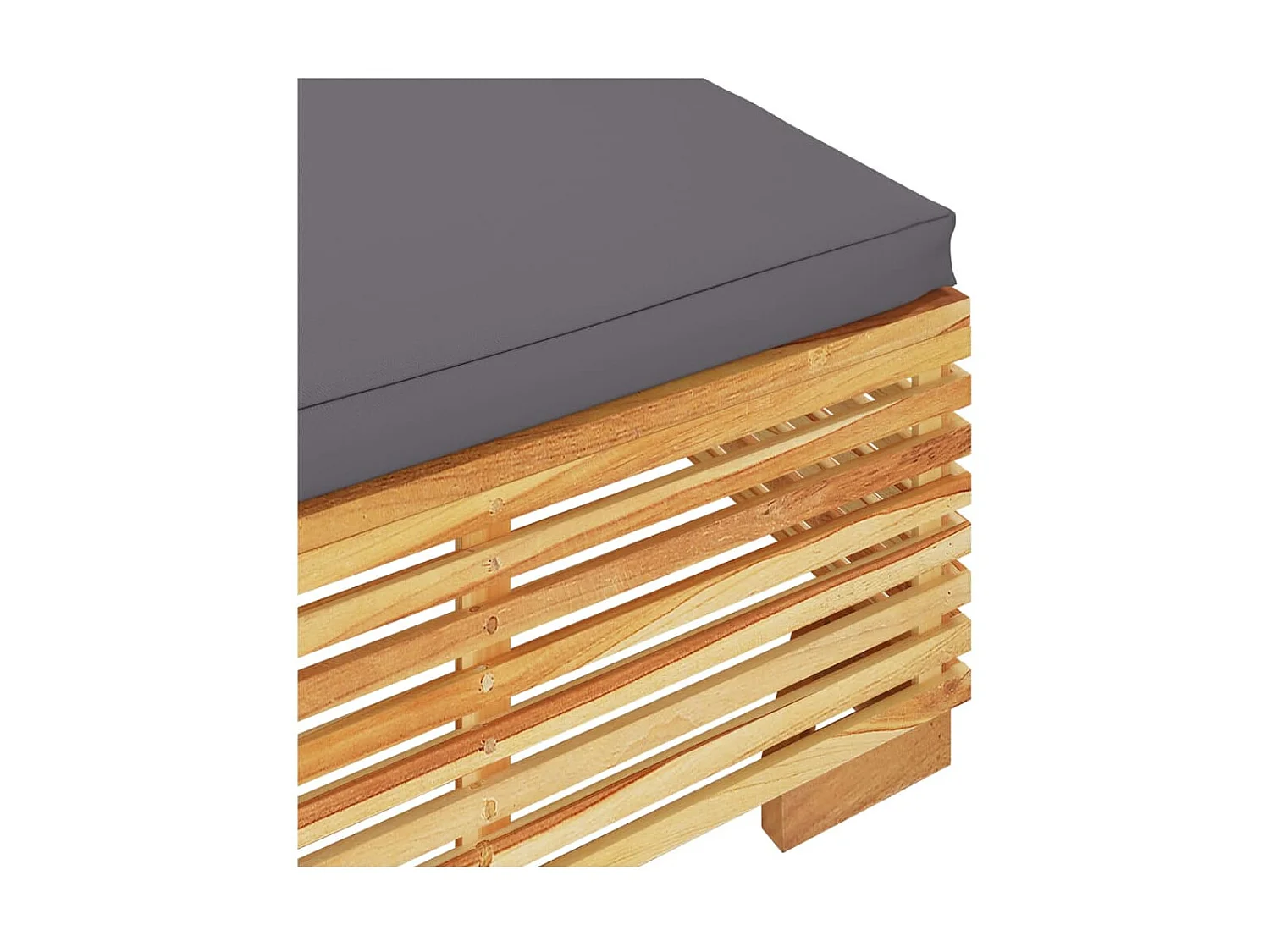 Tuinvoetenbank met donkergrijs kussen massief teakhout NL313907