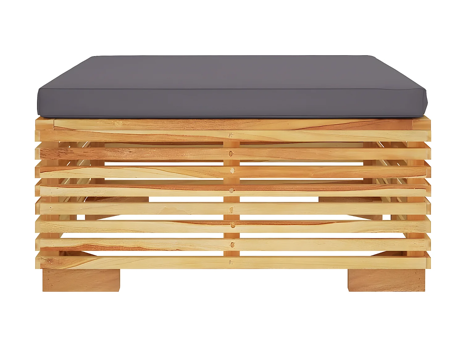 Repose-pied de jardin et coussin Gris foncé Bois de teck massif LQF53956