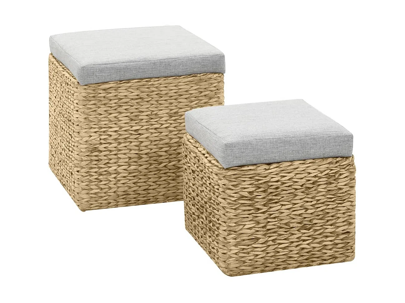 2 pcs Repose-pieds, Tabourets Pouf, Tabourets Bas pour Salon ou Chambre Jacinthe d'eau Gris LQF61002
