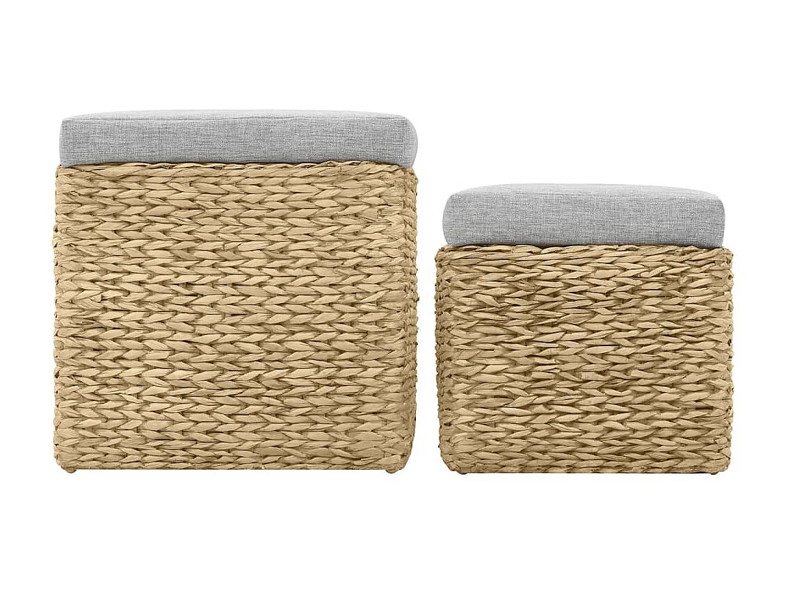 2 pcs Repose-pieds, Tabourets Pouf, Tabourets Bas pour Salon ou Chambre Jacinthe d'eau Gris LQF61002