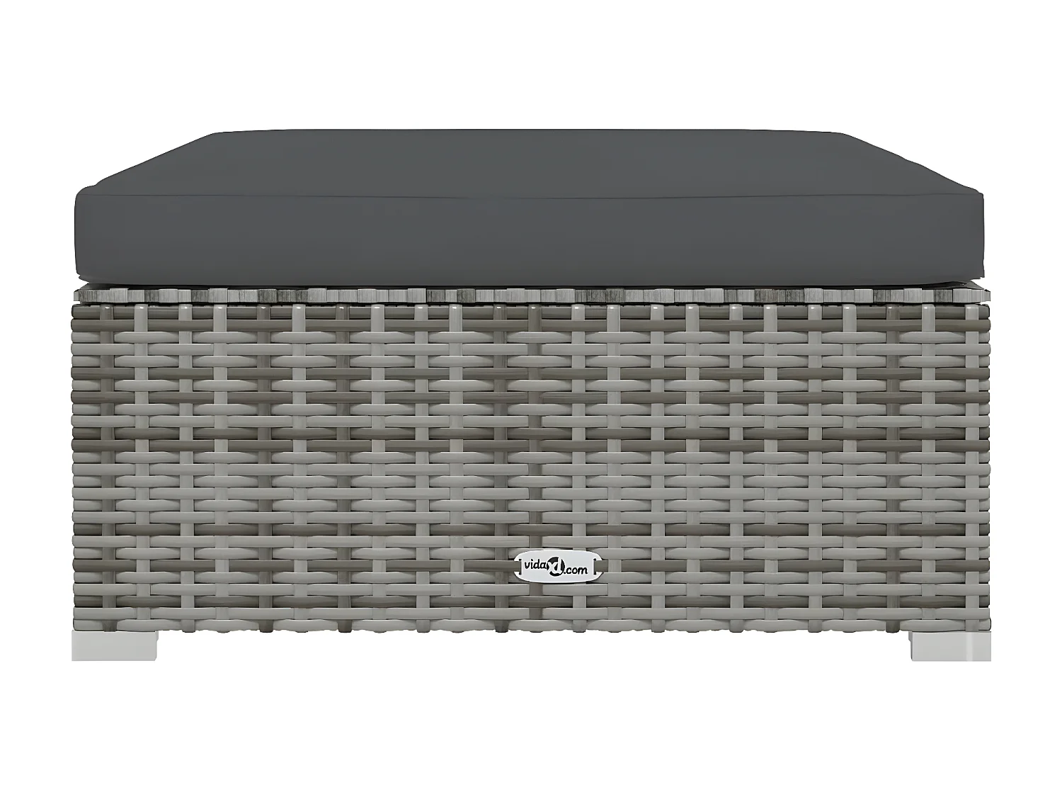 Tuinvoetenbank met kussen 70x70x30 cm poly rattan grijs NL312499