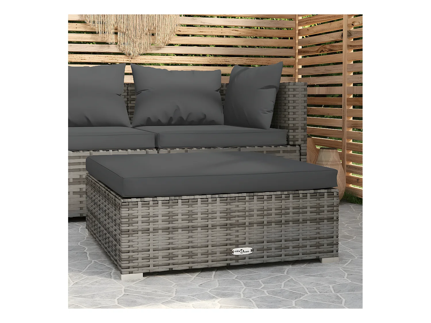 Canapé de jardin et coussin Gris 70x70x30cm Résine tressée LQF96779