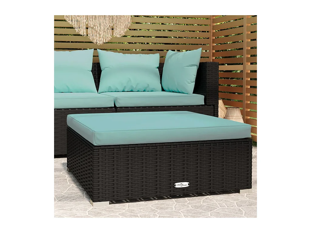 Canapé de jardin et coussin Noir 70x70x30cm Résine tressée LQF49824