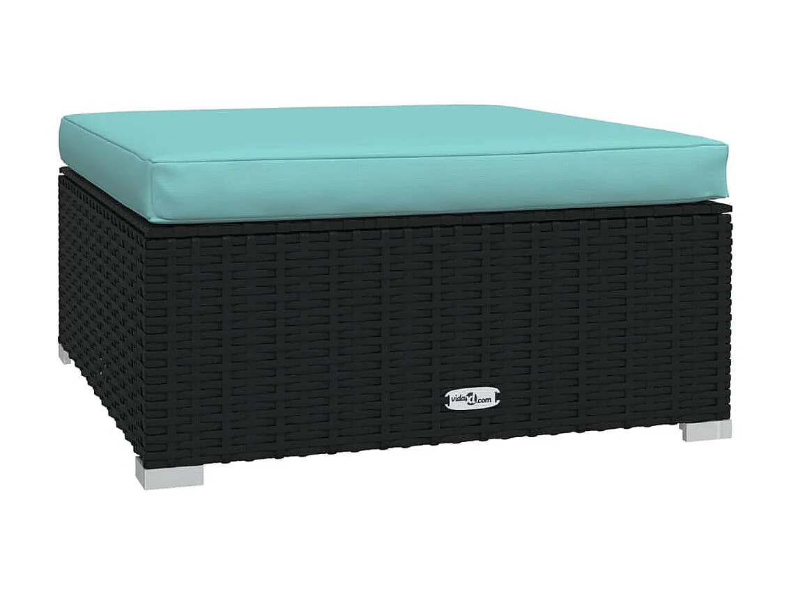 Canapé de jardin et coussin Noir 70x70x30cm Résine tressée LQF49824