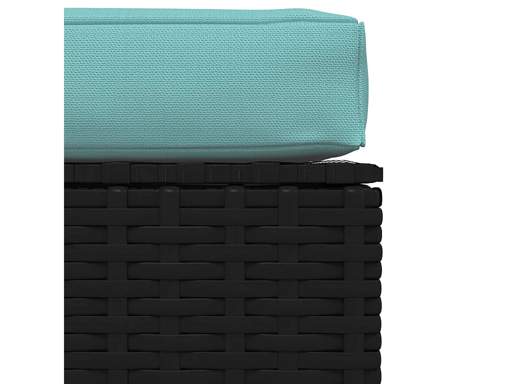 Canapé de jardin et coussin Noir 70x70x30cm Résine tressée LQF49824