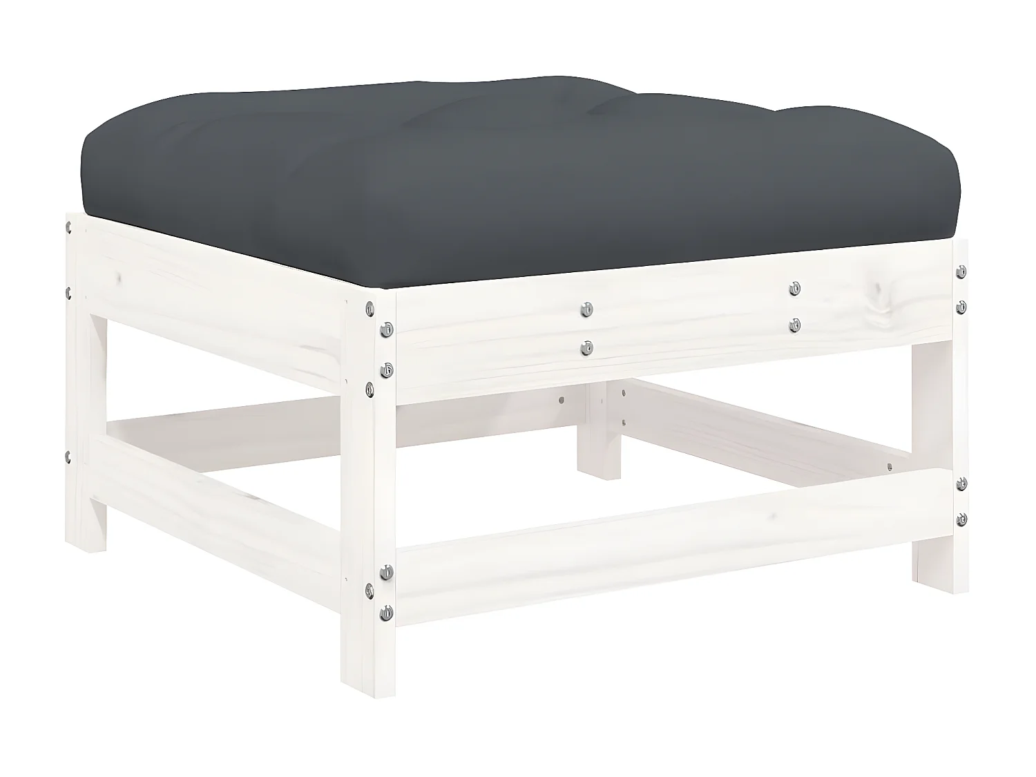 Reposapiéss de jardín con cojines 2 uds madera maciza pino blanco ES32425