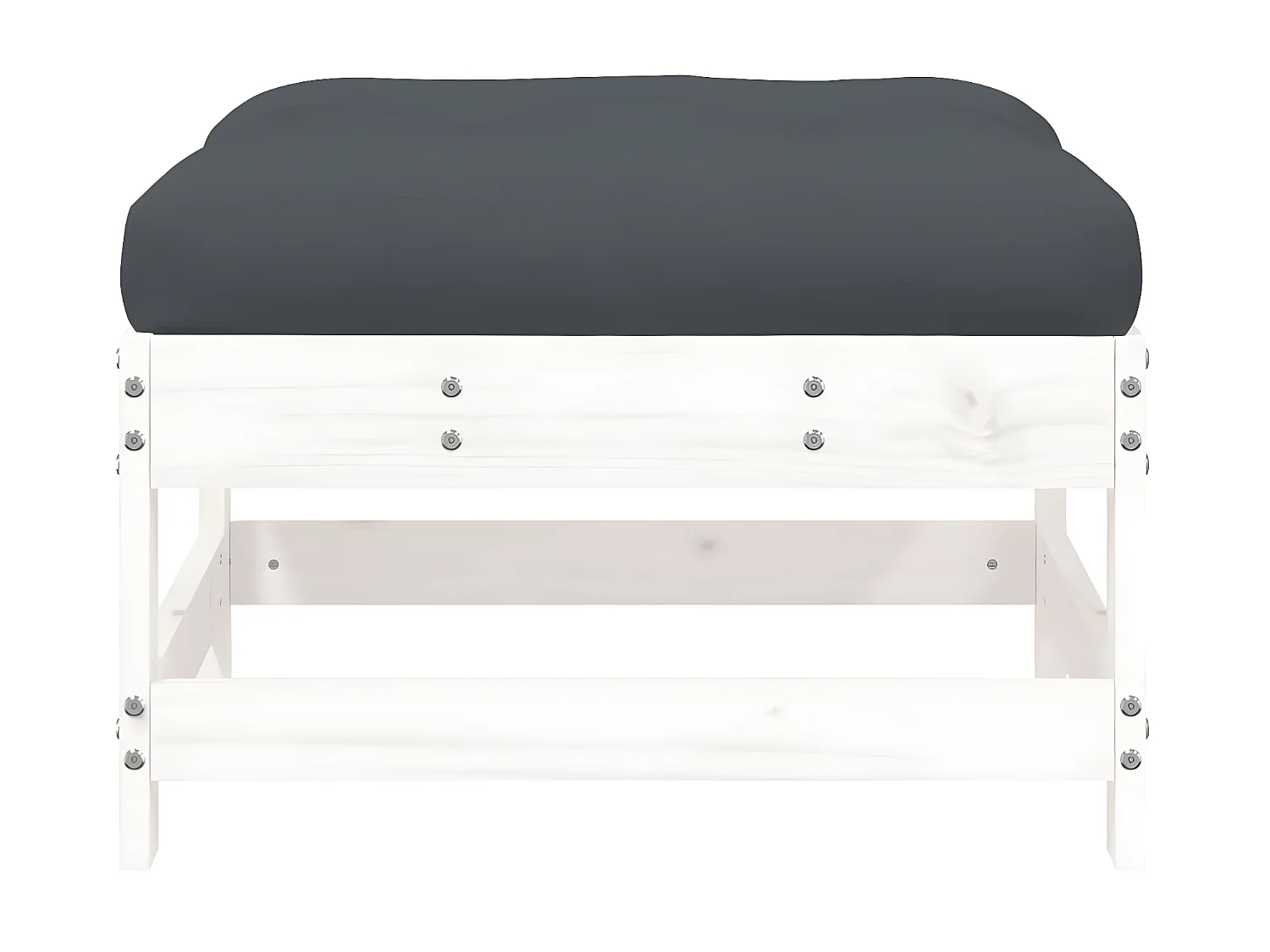 Repose-pieds de jardin coussins 2 pcs blanc bois de pin massif LQF30259