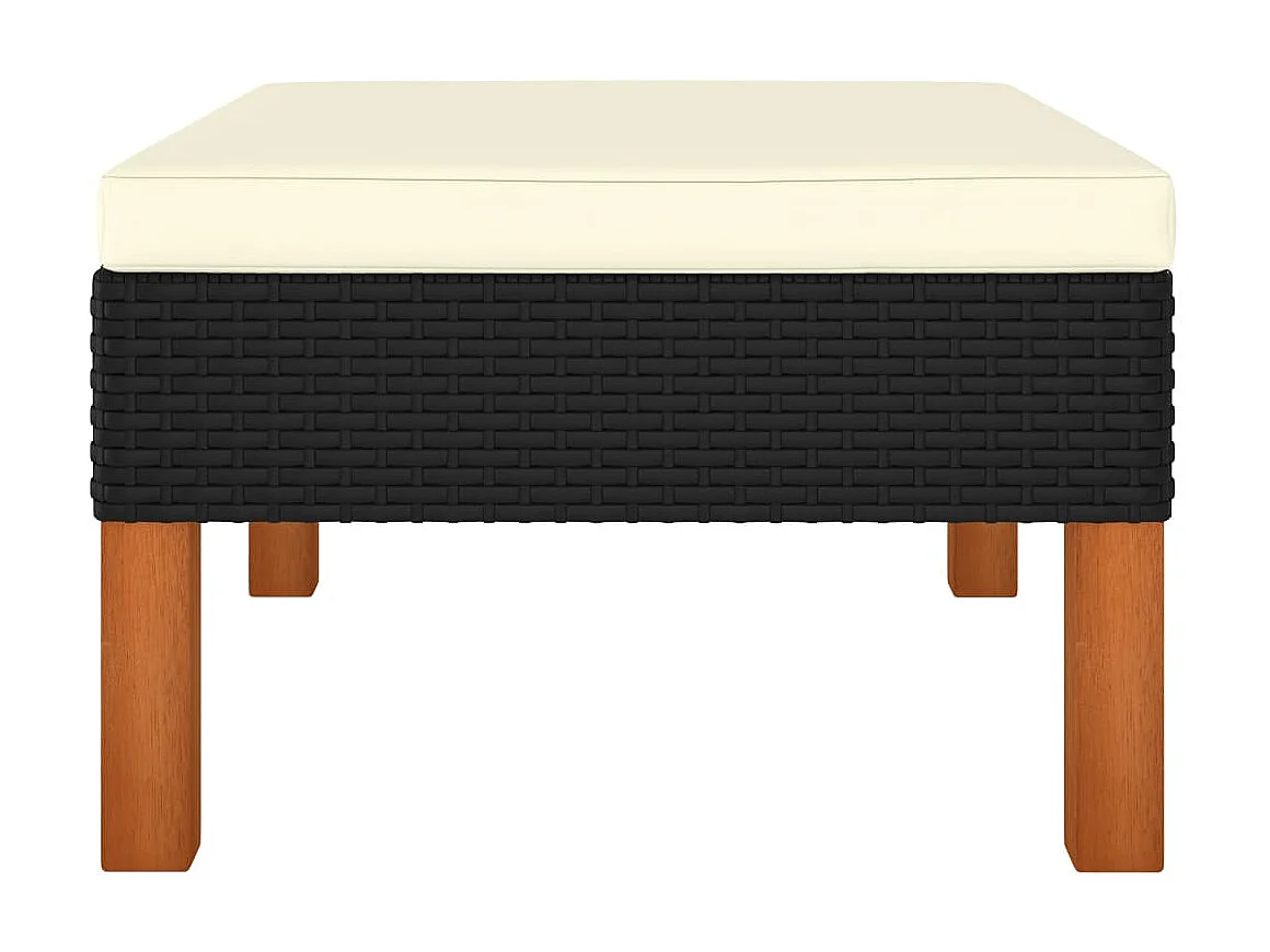 Repose-pied Résine tressée et bois d'eucalyptus massif LQF27619