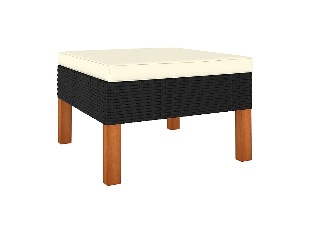Voetenbank poly rattan en massief eucalyptushout NL261287