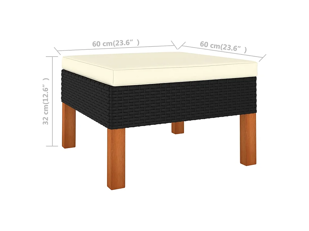 Repose-pied Résine tressée et bois d'eucalyptus massif LQF27619