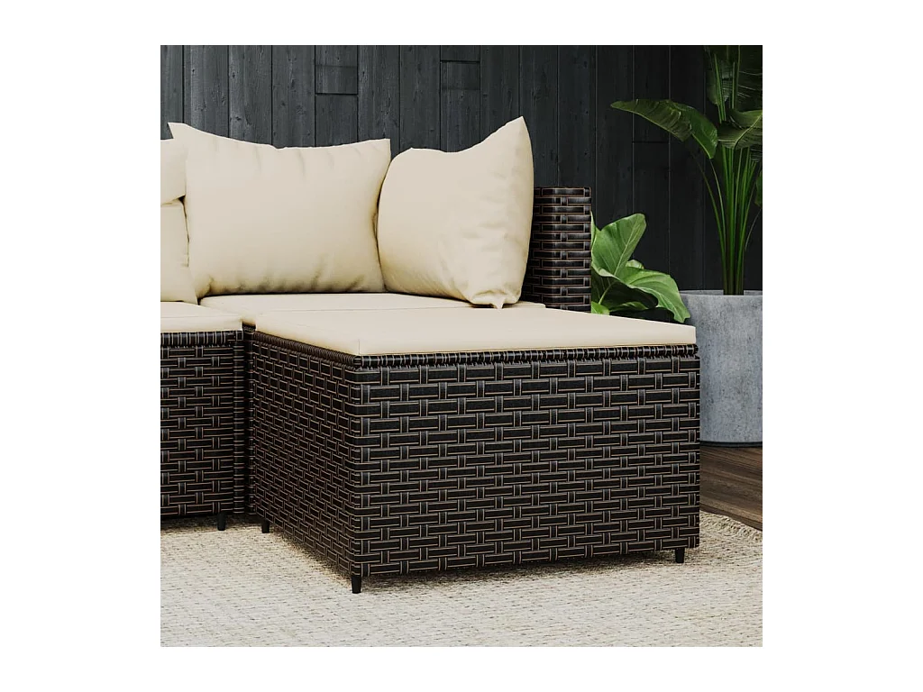 Canapé de jardin avec coussin marron résine tressée LQF88727