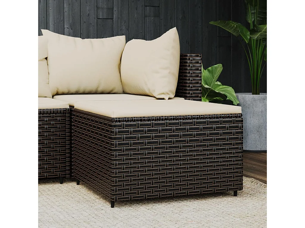 Canapé de jardin avec coussin marron résine tressée LQF88727