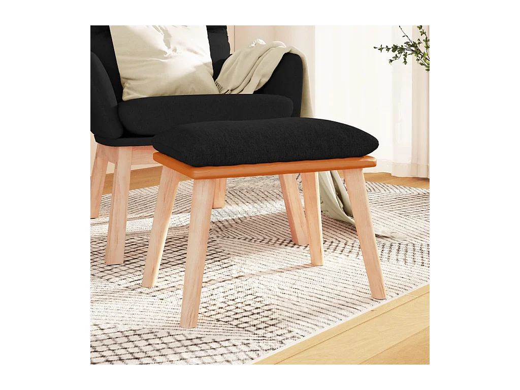 Repose-pied Noir 45x29,5x35 cm Tissu et similicuir LQF42122