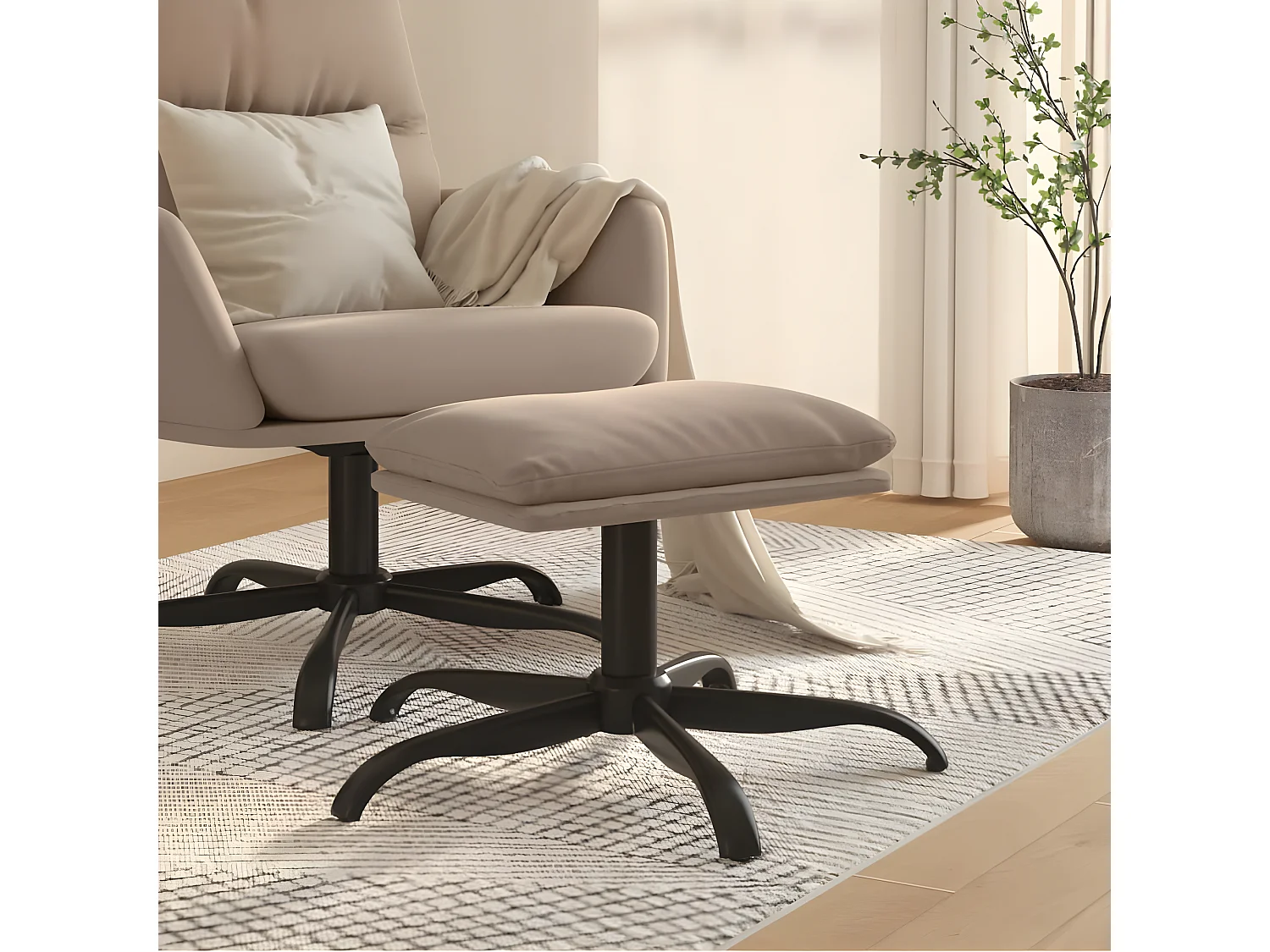 Repose-pied Gris clair 60x60x36 cm Tissu microfibre LQF56963