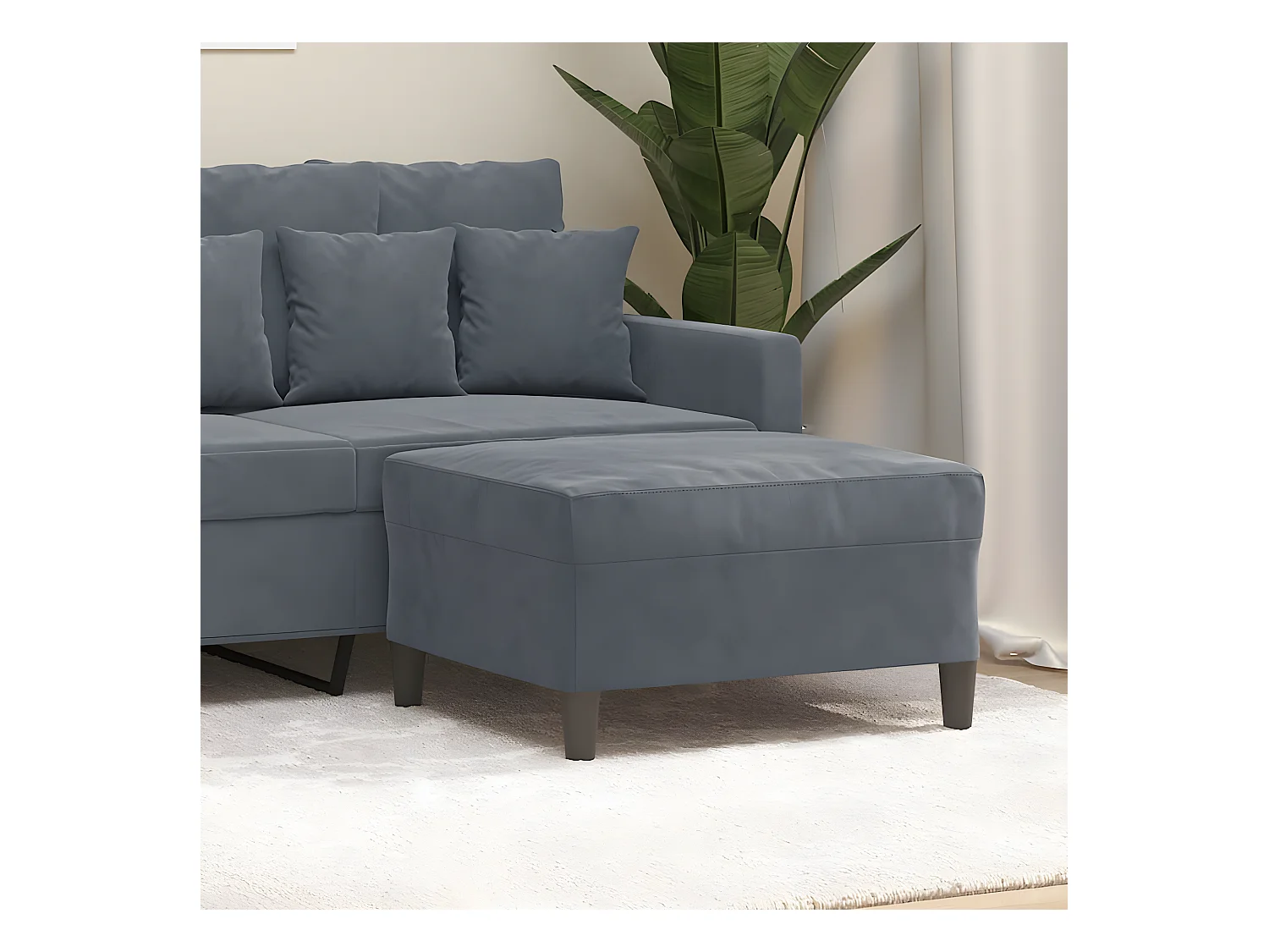 Repose-pied Gris foncé 70x55x41 cm Velours LQF94359