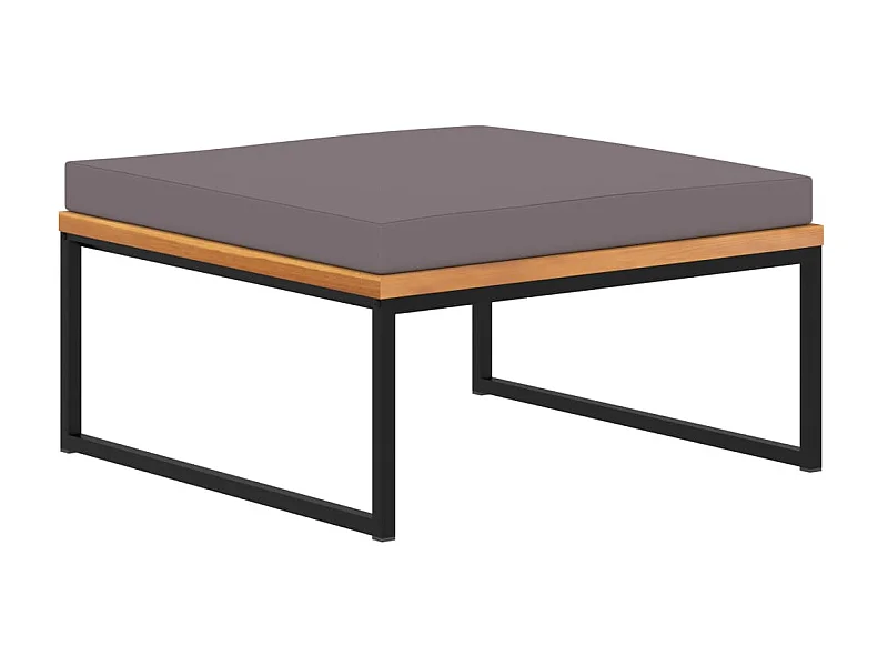 Apoio de pés c/ almofadão acácia maciça 66x66x36cm cinzento PT176687