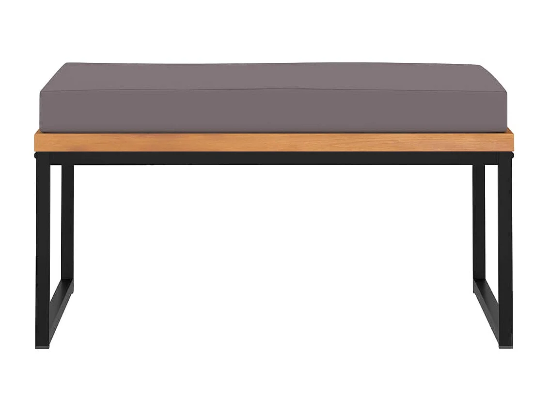 Reposapiés y cojín madera maciza acacia gris oscuro 66x66x36 cm ES54485