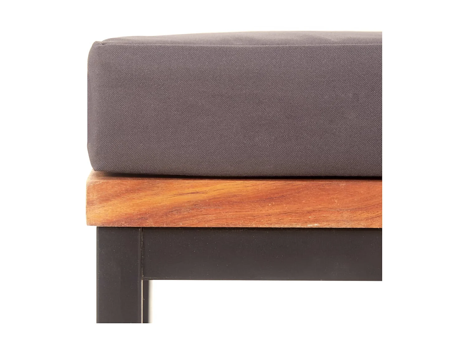 Repose-pied avec coussin 66x66x36 cm Bois d'acacia Gris foncé LQF93393