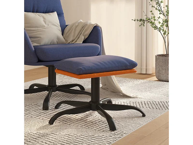 Repose-pied Bleu 60x60x36 cm Tissu et similicuir LQF65489