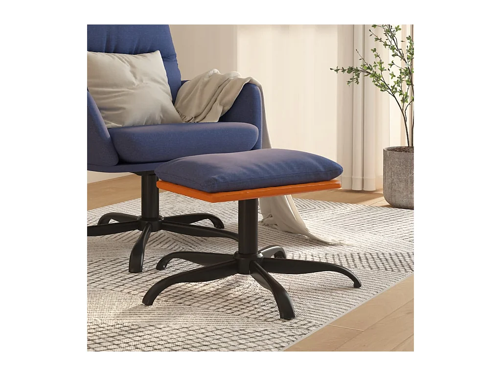 Voetenbank 60x60x36 cm stof en kunstleer blauw NL571192