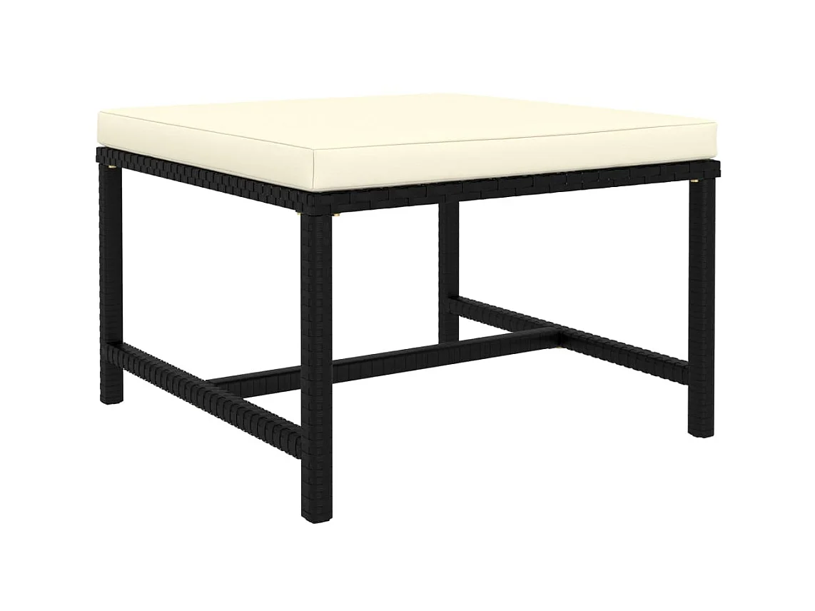 Repose-pied sectionnel avec coussin Noir Résine tressée LQF97804