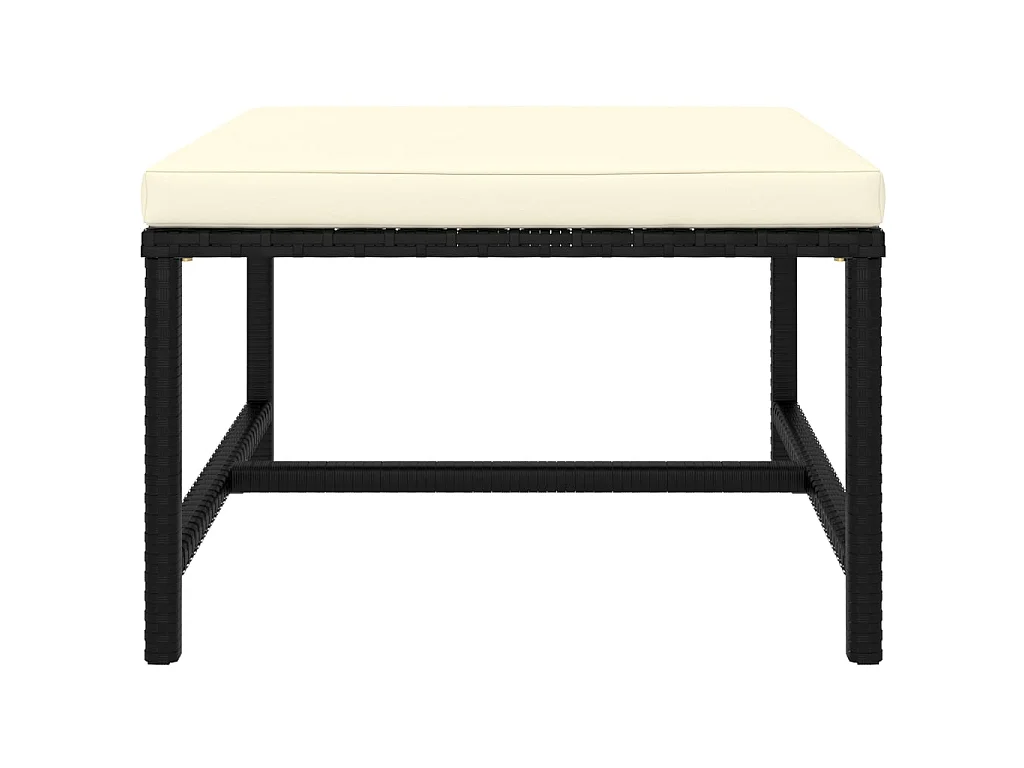 Repose-pied sectionnel avec coussin Noir Résine tressée LQF97804