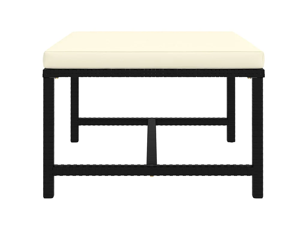 Repose-pied sectionnel avec coussin Noir Résine tressée LQF97804