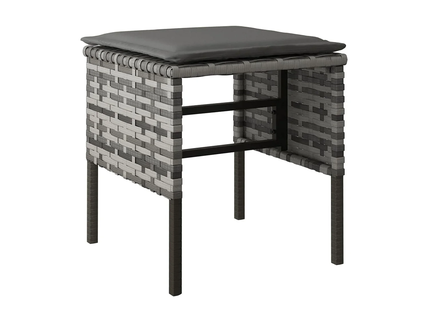 Tuinvoetenbanken 4 st met kussens poly rattan grijs NL101282