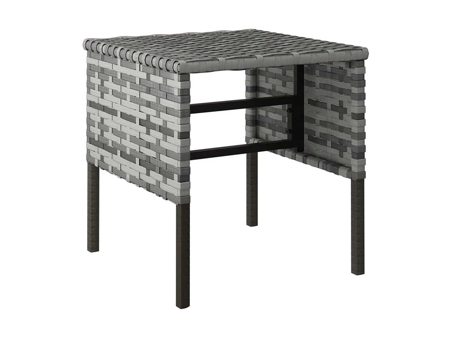 Repose-pieds de jardin avec coussins 4 pcs Gris Résine tressée LQF41474