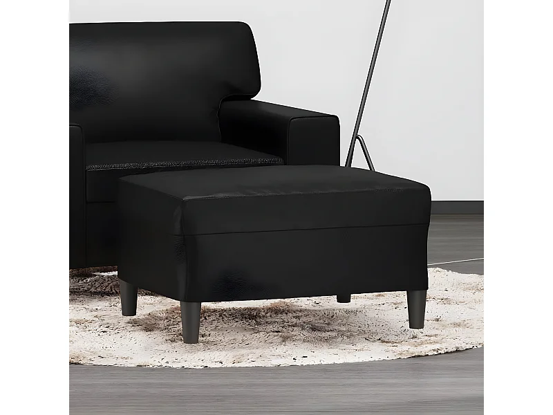 Reposapiés de cuero sintético negro 70x55x41 cm ES12686