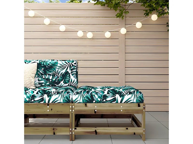 Repose-pied de jardin avec coussin bois de pin imprégné LQF31286