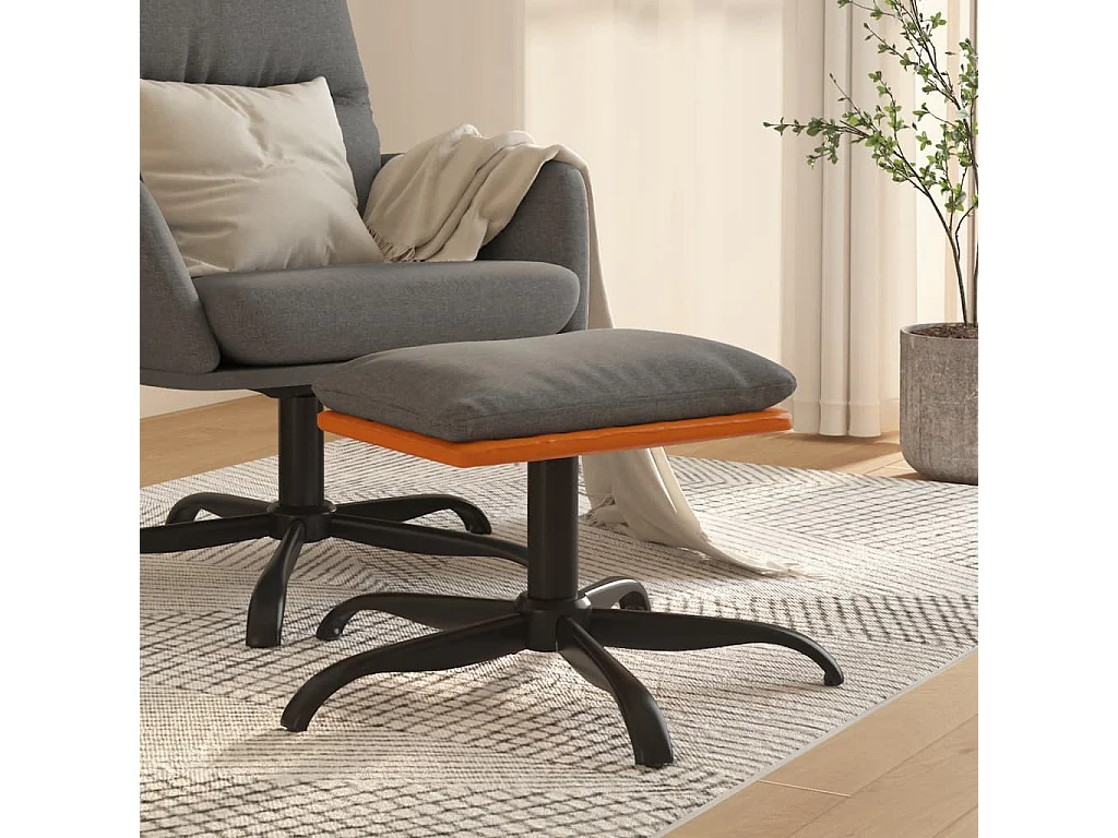 Voetenbank 60x60x36 cm stof en kunstleer lichtgrijs NL224534