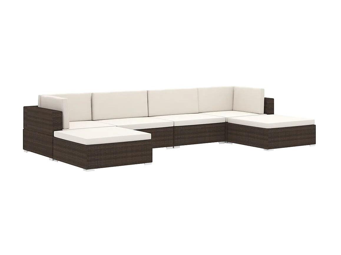 Repose-pied sectionnel 1 pc avec coussin Résine tressée Marron LQF59227