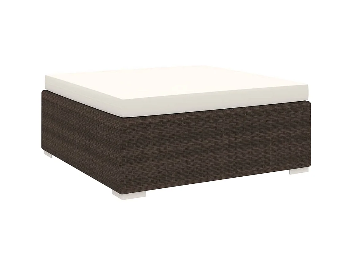 Repose-pied sectionnel 1 pc avec coussin Résine tressée Marron LQF59227