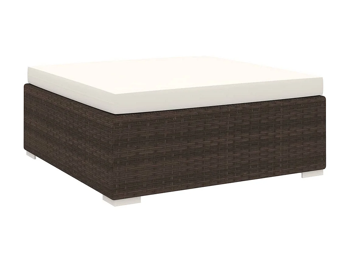 Repose-pied sectionnel 1 pc avec coussin Résine tressée Marron LQF59227