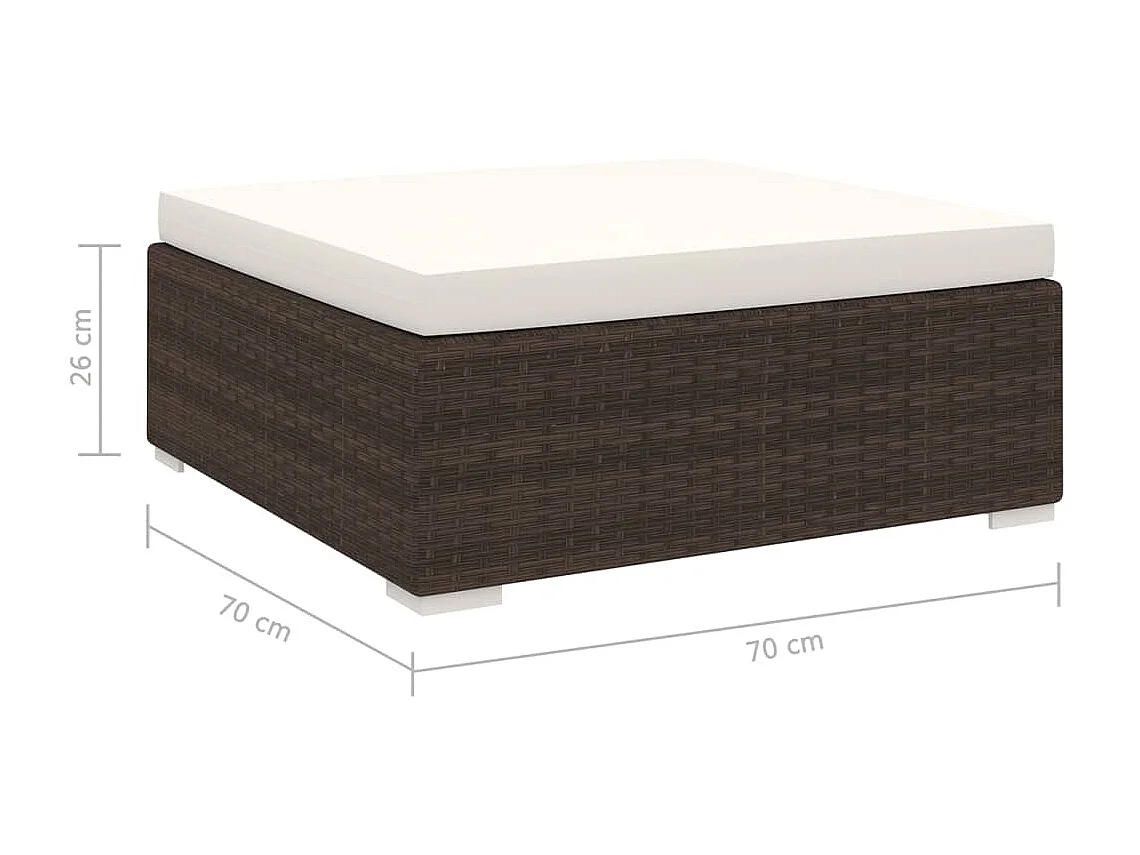 Repose-pied sectionnel 1 pc avec coussin Résine tressée Marron LQF59227