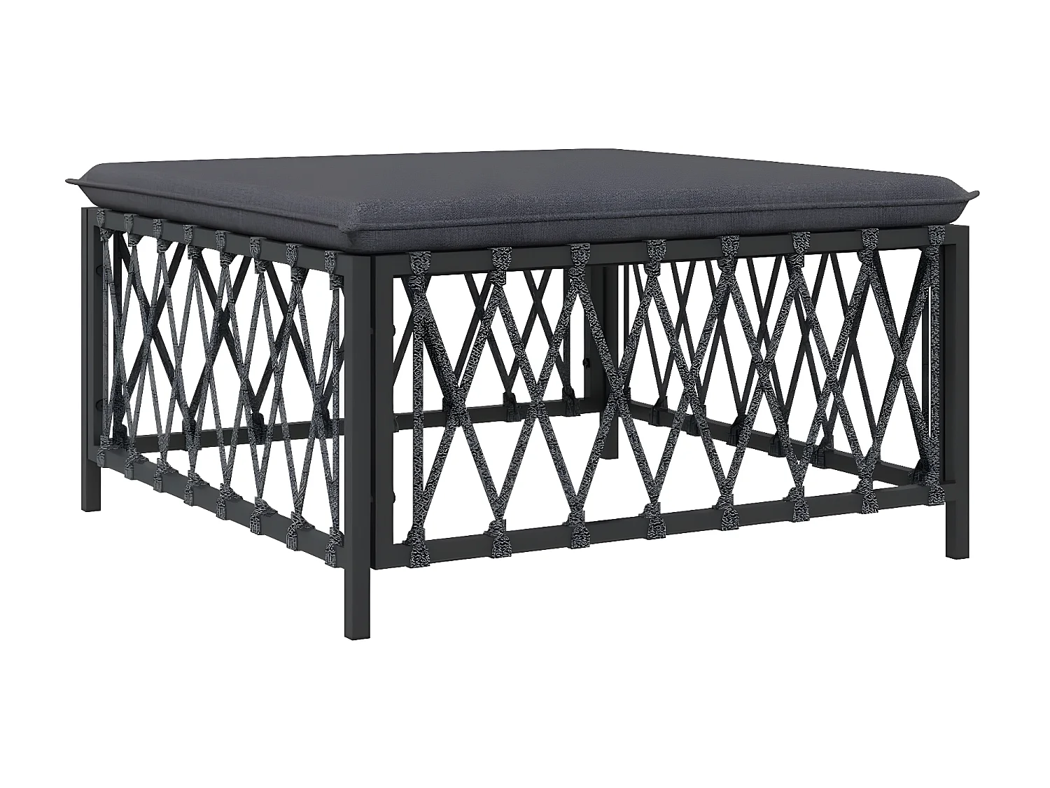 Repose-pied de jardin avec coussin anthracite tissu tissé LQF25913