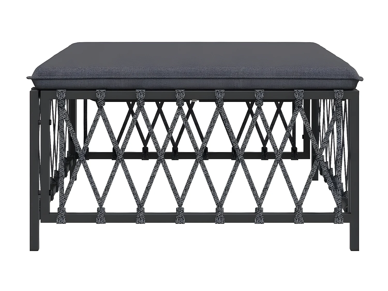 Repose-pied de jardin avec coussin anthracite tissu tissé LQF25913