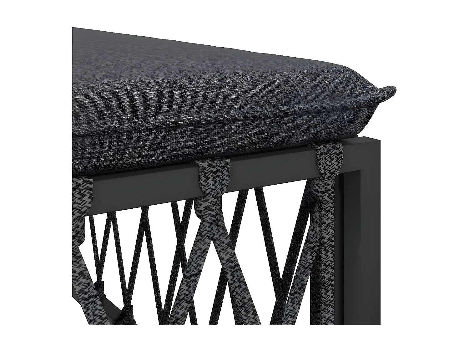 Repose-pied de jardin avec coussin anthracite tissu tissé LQF25913