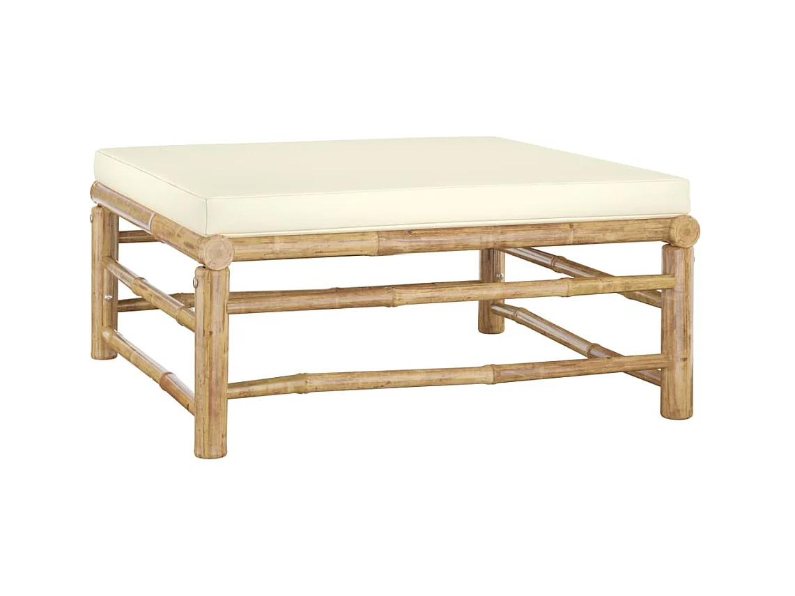 Canapé de jardin avec coussin blanc crème Bambou LQF10335