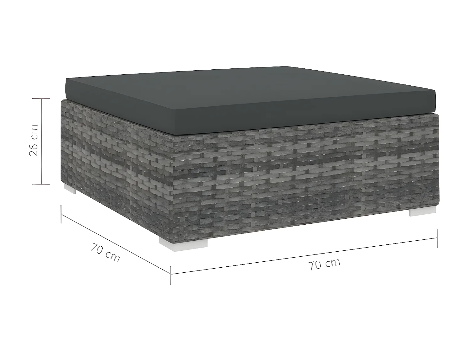 Repose-pied sectionnel 1 pc avec coussin Résine tressée Gris LQF53615