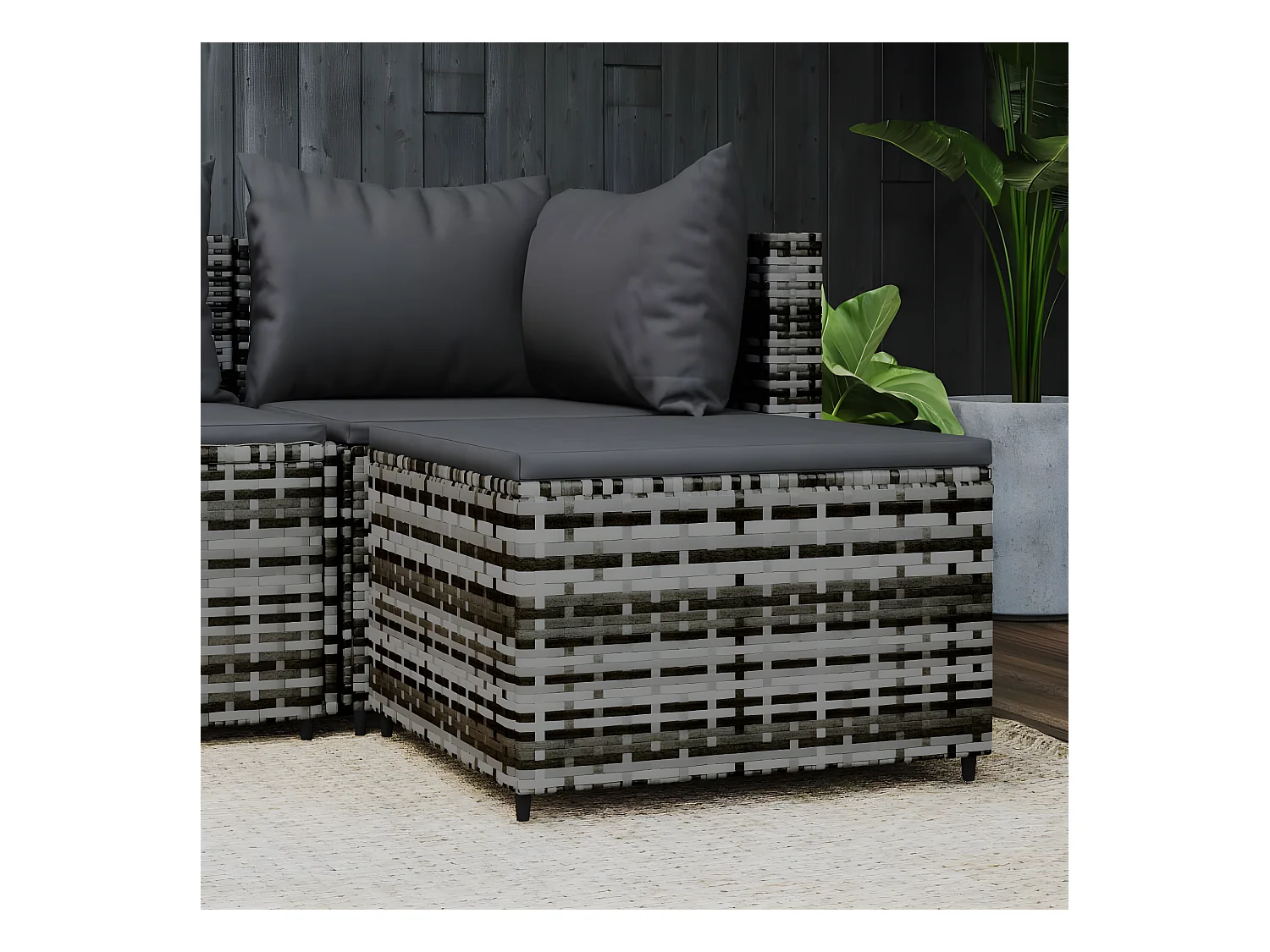 Canapé de jardin avec coussin Gris Résine tressée LQF83092